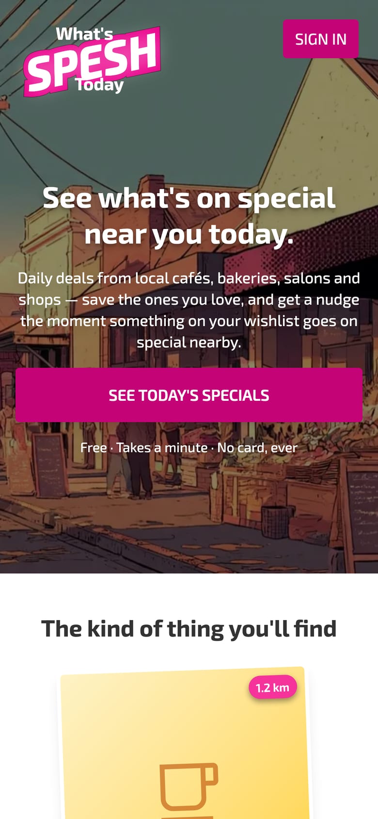 Spesh – today's specials on mobile.