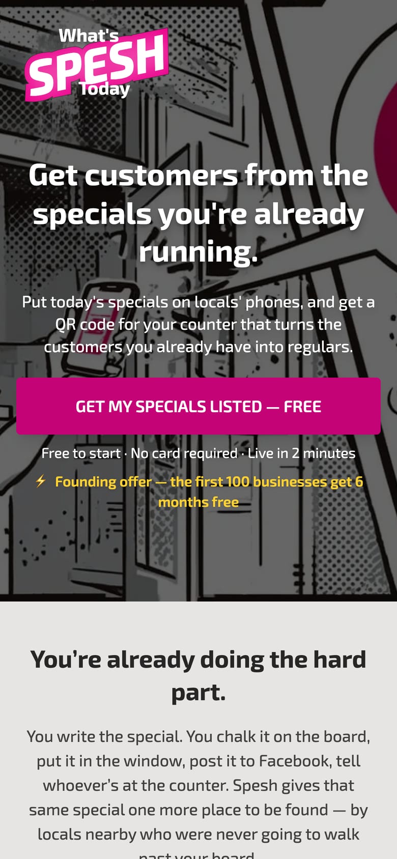 Spesh – the pitch for local businesses.